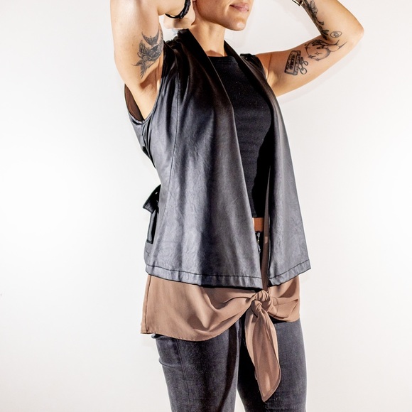 Black Faux Leather Vest - Picture 1 of 10